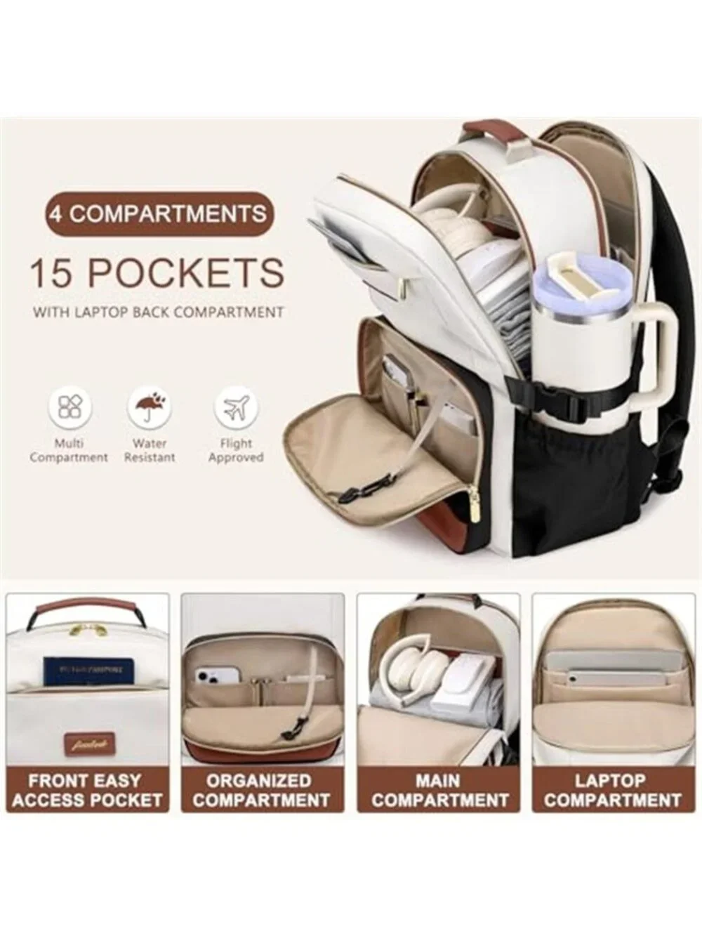 Laptop Backpack Women 15.6 Inch USB Charging Anti Theft Work Travel School Bag
